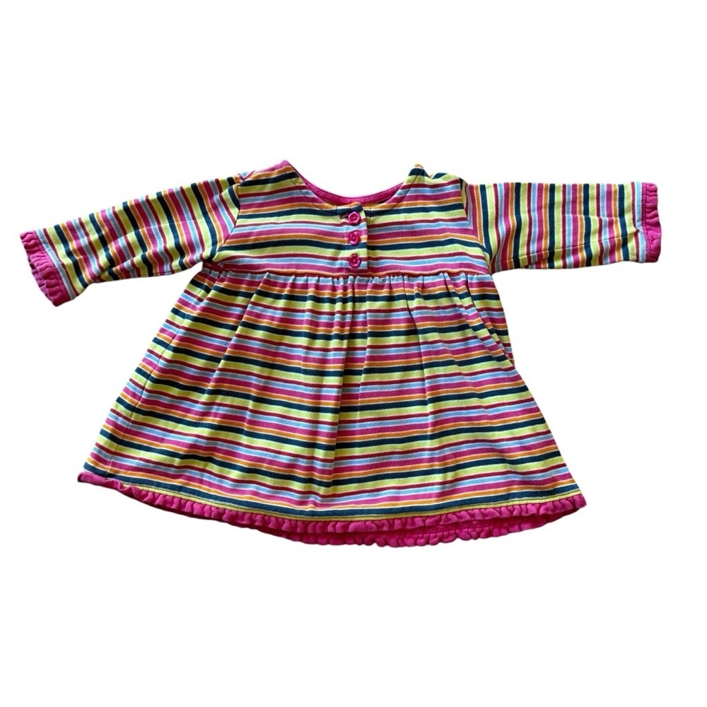 Hanna Andersson Girl Toddler Sz 70 US 6-12 Month Striped Long Sleeve Swirl Dress